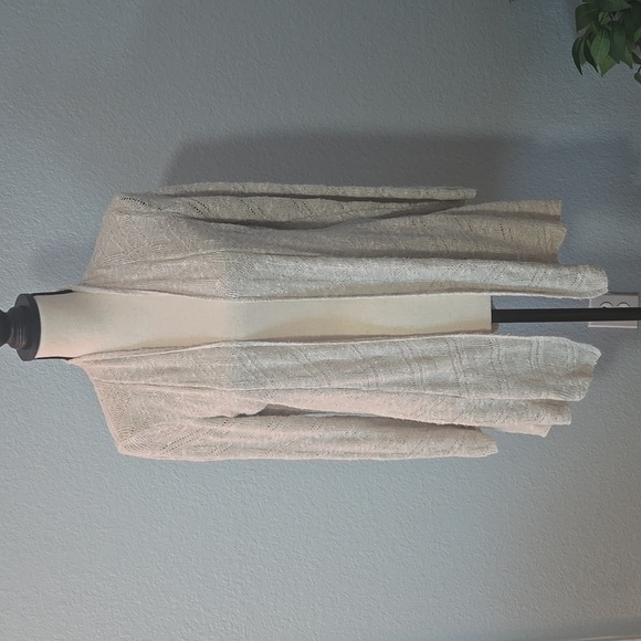 EILEEN FISHER Open Front Cardigan Cotton Linen Blend Cream Sz Petite Lrg - Picture 1 of 12
